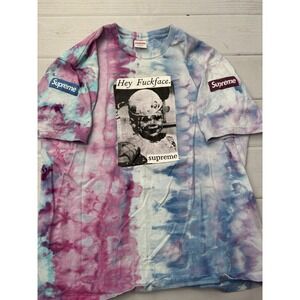 Supreme Hey Fuckface Tee white Pink Blue Size Medium Tie Dye T-Shirt